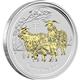 Sada 4 ks stříbrných mincí Lunární Série II - Rok Kozy 2015 1 Oz - Zlacená Líc