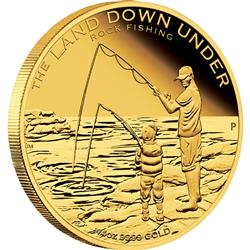 Stříbrná mince "The Land Down Under" - Rybaření na skále 2014 1/4oz Proof - Líc
