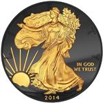 Stříbrná mince Černá kráčející Liberty ze série "Zlatá Enigma" Golden Enigma 1 oz 2014 - Líc