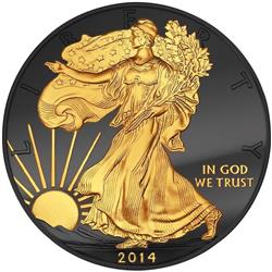 Stříbrná mince Černá kráčející Liberty ze série "Zlatá Enigma" Golden Enigma 1 oz 2014 - Líc