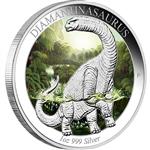  Stříbrná kolorovaná mince - Australian Age of Dinosaurs – Diamantinasaurus 2015 1oz Silver Proof ( věk dinosaurů) - Líc