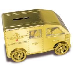 Zlaté auto ( pokladnička) plněná kousky švýcarské  mléčné čokolády - 180 gr. 