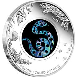 Stříbrná mince, australská opálová série - AUSTRALIAN OPAL SERIES - Kobra 2015 1 oz - Líc