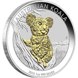 Australský KOALA 2015 1 Oz - zlacená edice - Líc