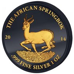 Stříbrná mince Antilopa skákavá ze série "Zlatá Enigma" Golden Enigma 1 oz 2014 Gabon - Líc
