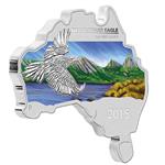 Stříbrná mince Orel klínoocasý, Wedge-tailed Eagle 2015 1 oz - série ve tvaru mapy Austrálie - Líc