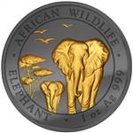 Stříbrná mince Slon - Africká divoká příroda ze série "Zlatá Enigma" Golden Enigma 1 oz 2015 Somalia (African Wildlife) - Líc