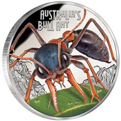 Stříbrná mince Australský býčí mravenec, Australia's Bull Ant - série Smrtící a nebezpeční 2015 1 oz Proof - Líc