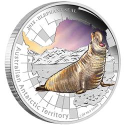 Stříbrná mince  Rypouš sloní, Elephant Seal - AUSTRALIAN ANTARCTIC TERRITORY 2015 1 oz Proof - Líc