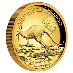 Zlatá mince Australský klokan (Australian Kangaroo) 2015 - 1oz Gold Proof High Relief - Líc