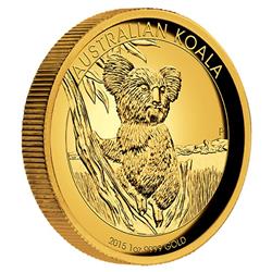Zlatá mince Australský kolala 2015 Australian Koala - 1 oz Gold Proof High Relief - Líc