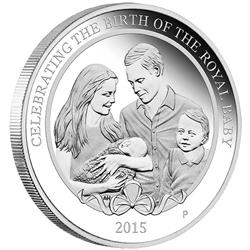 Stříbrná mince HRH Princezna Charlotte ( Princess Charlotte) 2015 - 1 oz Silver Proof  - Líc