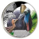 Stříbrná mince Kasuár přílbový 2016 1 oz Proof,  série ohrožených a vyhynulých ( Southern Cassowary ) - Líc