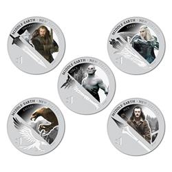 The Hobbit:"Bitva pěti armád" - sada stříbrných mincí - Proof-  Líc 