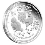 Stříbrná mince Lunární série II - Rok Kohouta 2017 - 5 Oz (Year of the Rooster) - Líc