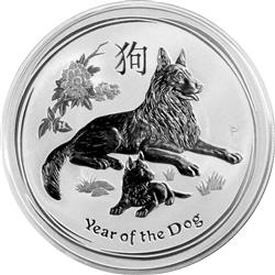 Stříbrná mince "Year of the Dog" 2018 1 Oz - Rok Psa - Australská lunární série II - Líc