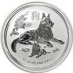 Stříbrná mince "Year of the Dog" 2018 5 Oz - Rok Psa - Australská lunární série II - Líc